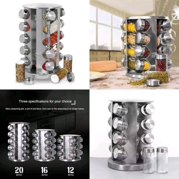 stainless  steel revolving spice rack organizer
